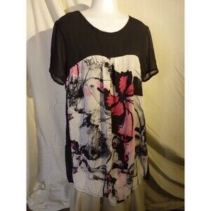 NEW Pink & Black Butterfly Light Weight Summer Top 4XL Plus-Dressy